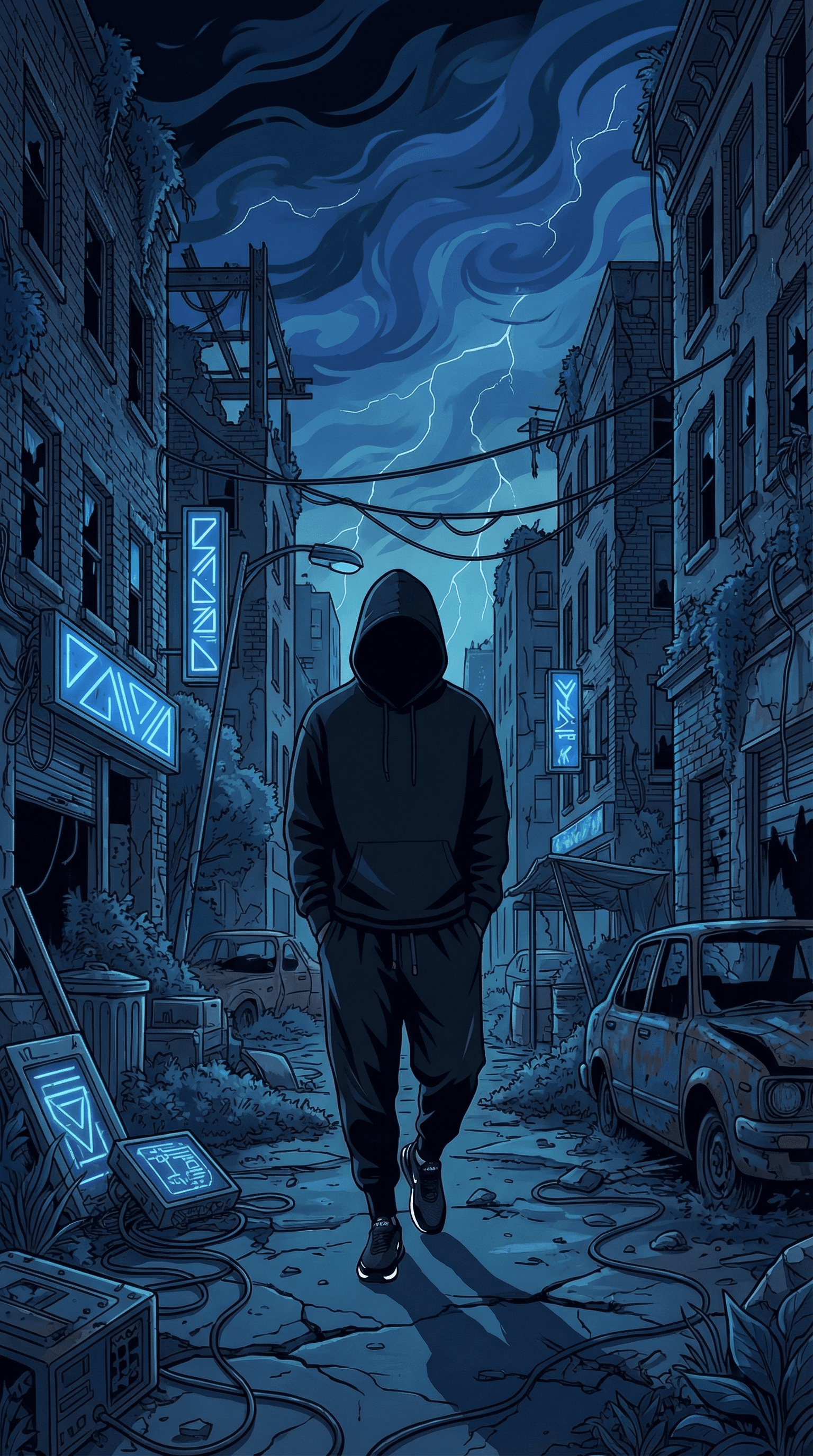 Abstract cyberpunk cityscape